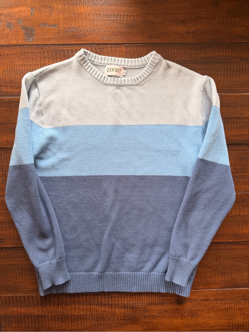 Men’s Colorblock Crewneck Sweater - Light Blue & Gray